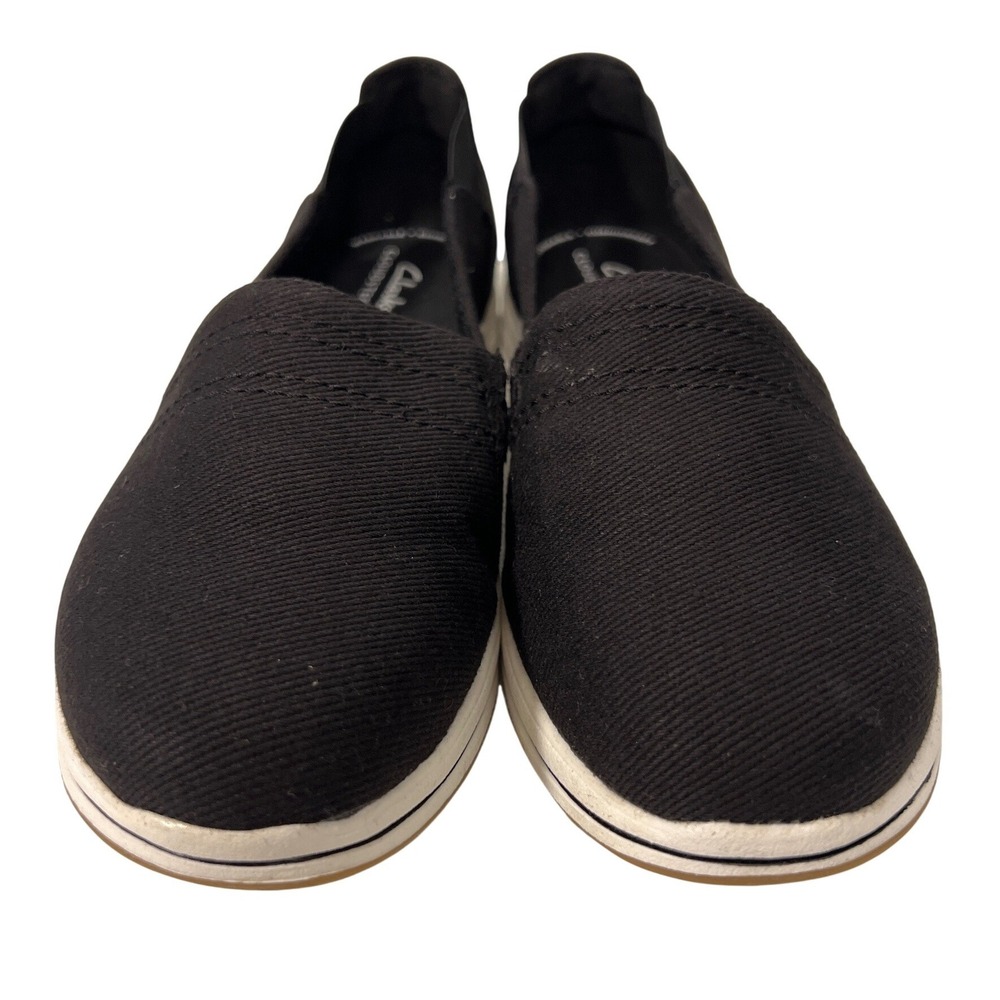 NEW Clarks Cloudsteppers Black White Slip On Loafer Washable Cushionsoft Shoes 7